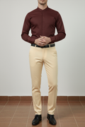 Wine Collarless Shirt