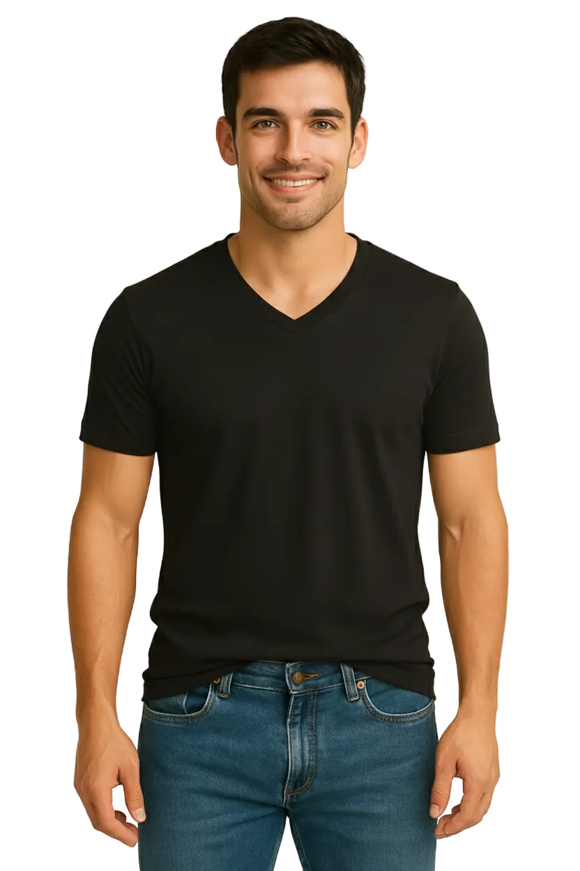 Black V Neck T Shirt