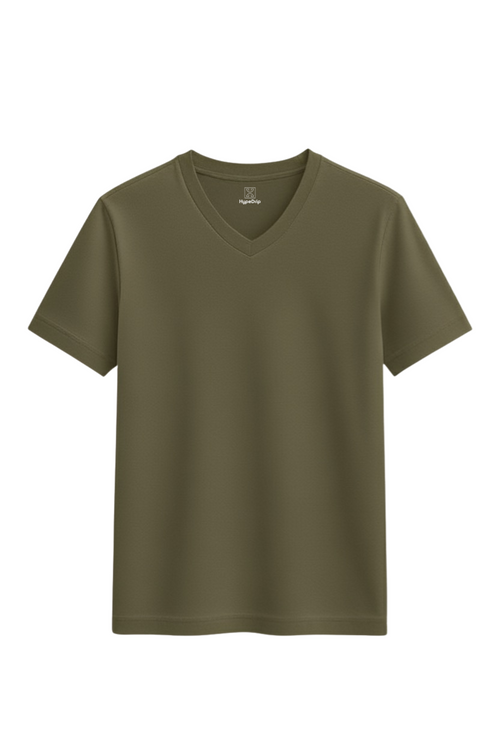 Capulate Olive V Neck T Shirt