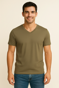 Capulate Olive V Neck T Shirt