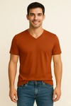 Dark Orange V Neck T Shirt