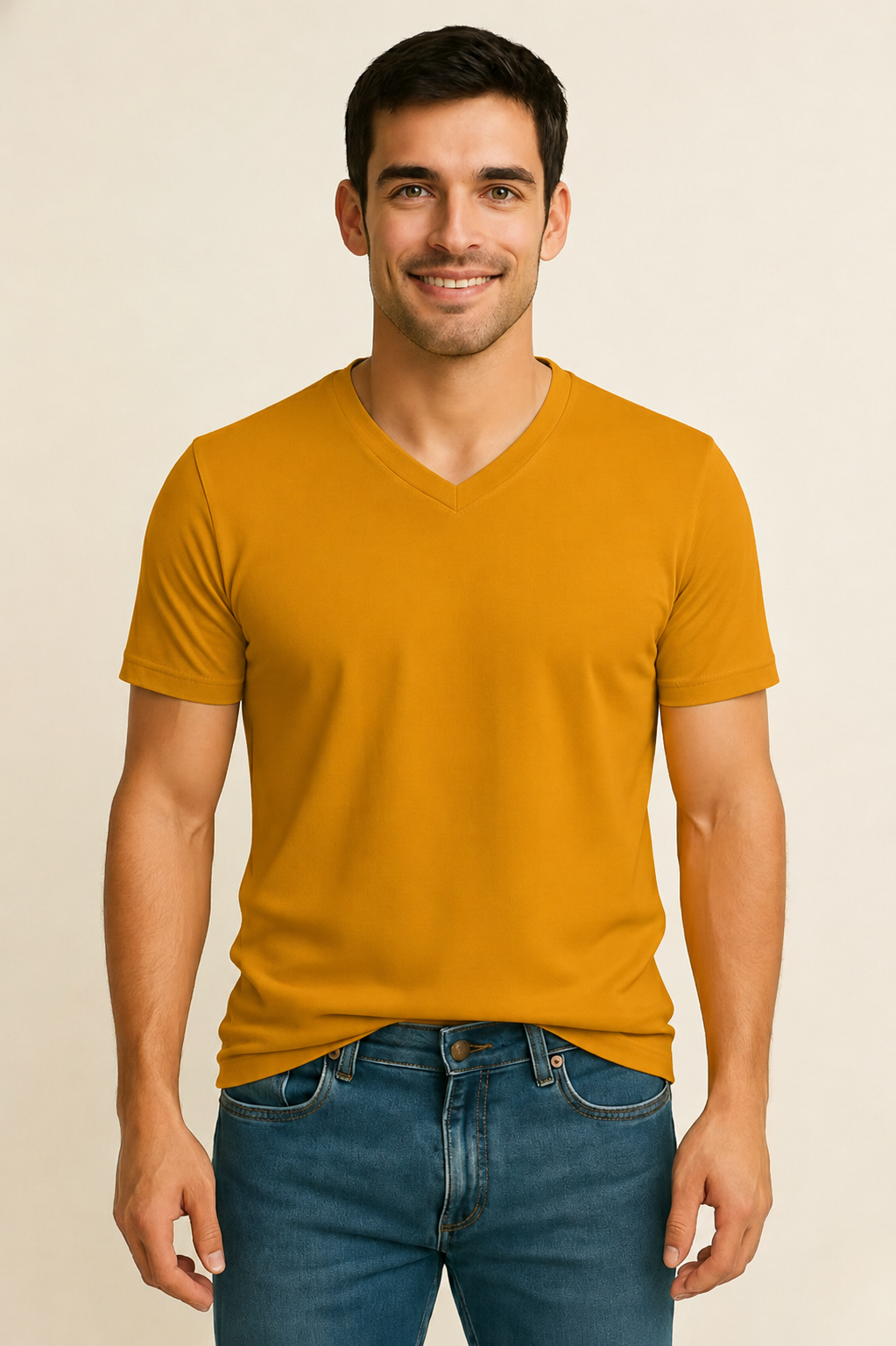 Golden Yellow V Neck T Shirt