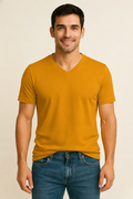 Golden Yellow V Neck T Shirt