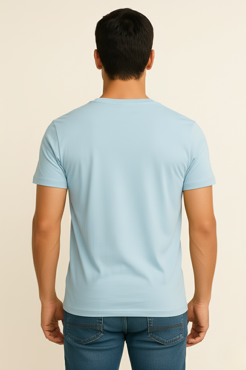 Light Blue V Neck T Shirt