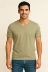 Light Olive V Neck T Shirt