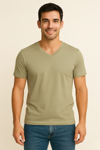 Light Olive V Neck T Shirt