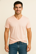 Light Pink V Neck T Shirt