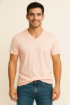 Light Pink V Neck T Shirt