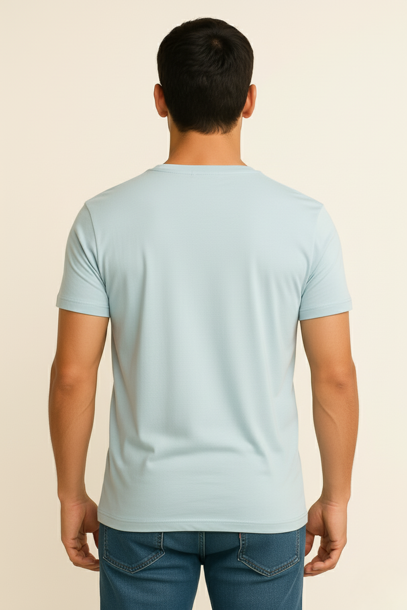 Polar Blue V Neck T Shirt
