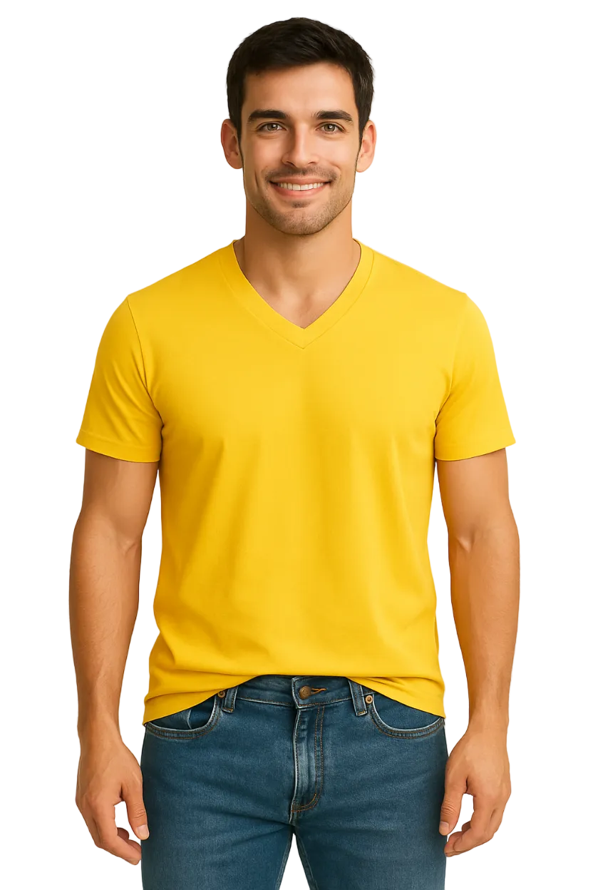 Yellow V Neck T Shirt