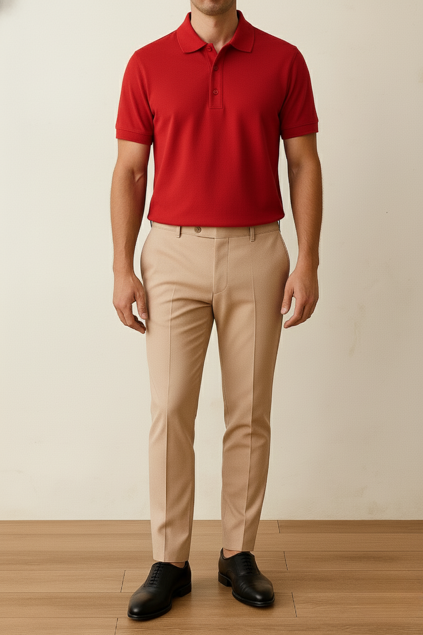 Crimson Red Premium Polos T Shirt