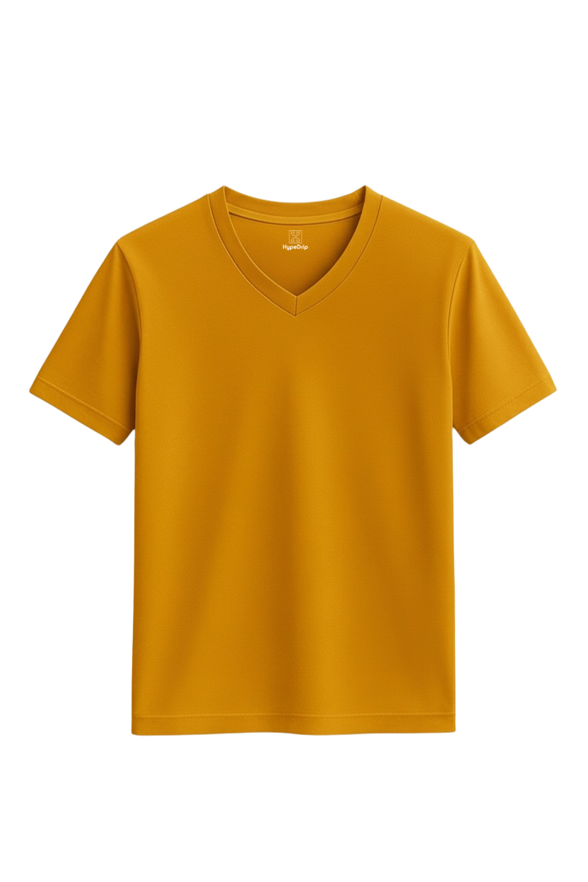 Golden Yellow V Neck T Shirt