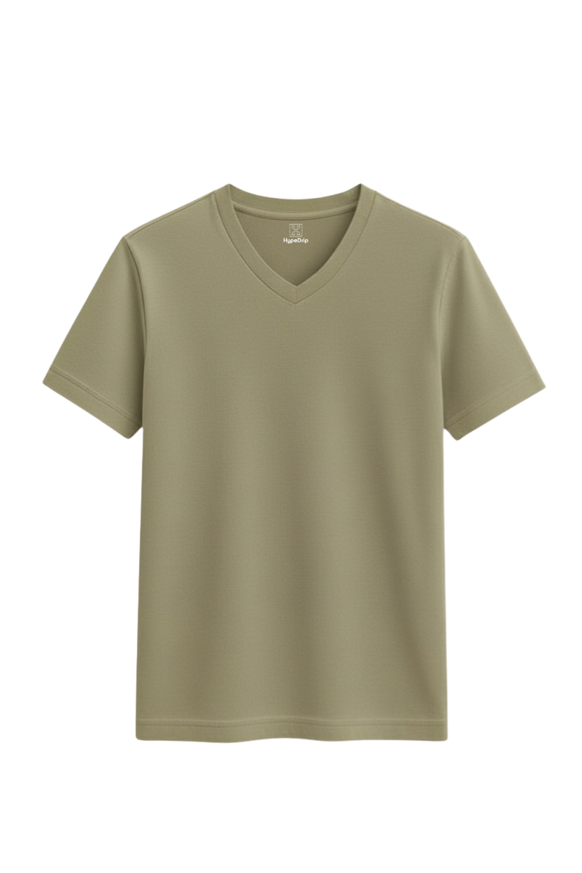 Light Olive V Neck T Shirt