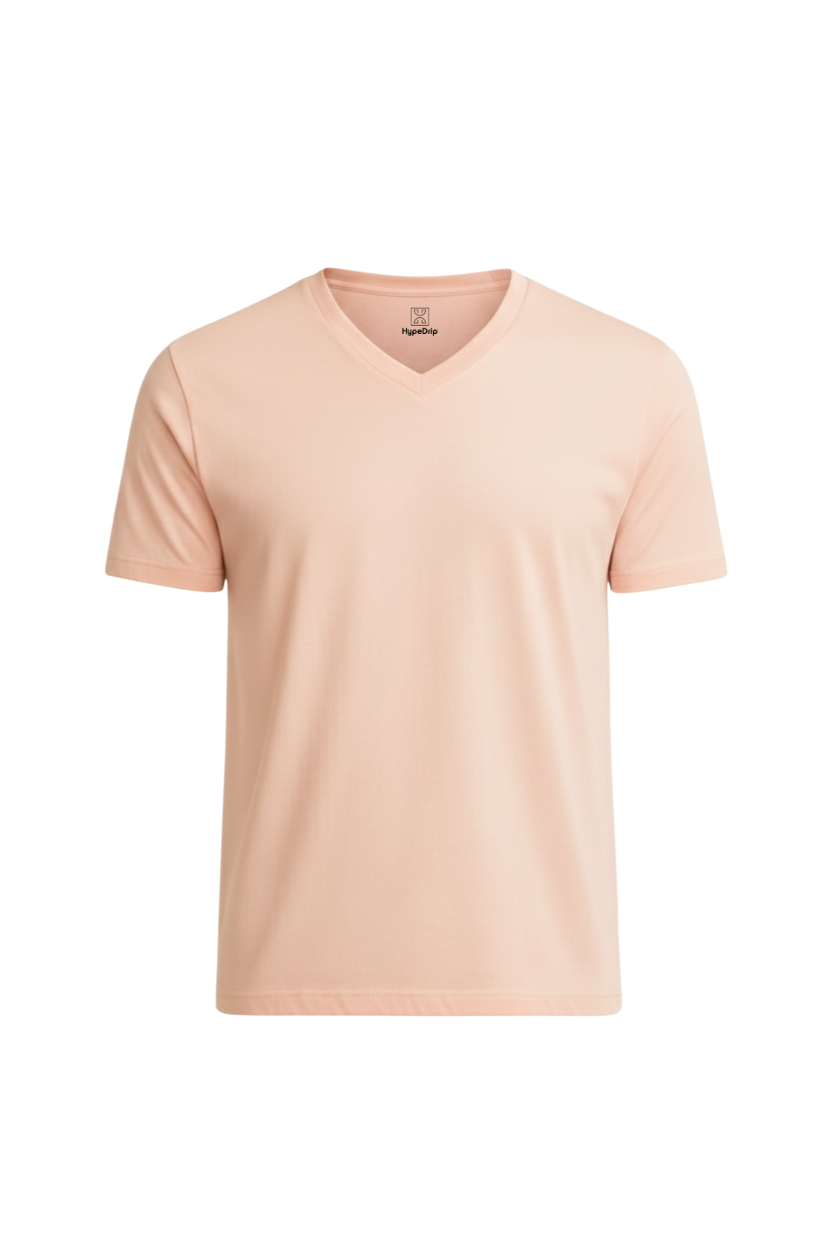 Light Pink V Neck T Shirt